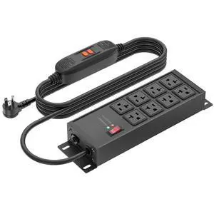 Heavy Duty Power Strip Surge Protector 20 AMP, Industrial GFCI Multiple Outlets Extender 12 Gauge 10 FT Extension Cord. Black High-Amp 8 Plugs for Shop Garage Kitchen Heavy Duty Power Strip Surge Protector 20 AMP, Industrial GFCI Multiple Outlets Extender 12 Gauge 10 FT Extension Cord. Black High-Amp 8 Plugs for Shop Garage Kitchen