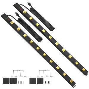 10 Outlet Surge Protector, Long Metal Wide Spaced Garage Industrial Power Strip, Heavy Duty with 6 FT Cord, 15A, 125V, 1875W, 2700 Joules, 2Pack, SGS Listed 10 Outlet Surge Protector, Long Metal Wide Spaced Garage Industrial Power Strip, Heavy Duty with 6 FT Cord, 15A, 125V, 1875W, 2700 Joules, 2Pack, SGS Listed