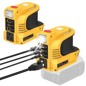 Real 220W Power Inverter Compatible with DeWalt 20V Battery, DC 20V to AC 110V-120V Portable Power Station with 1 AC Outlet, 1 USB & Type-C, 1 12V DC & 200LM LED (No Battery) Real 220W Power Inverter Compatible with DeWalt 20V Battery, DC 20V to AC 110V-120V Portable Power Station with 1 AC Outlet, 1 USB & Type-C, 1 12V DC & 200LM LED (No Battery)
