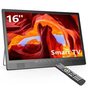 16 Inch Small Smart TV, LCD Small Kitchen TV with WiFi, Bulit-in 180°Adjustable Stand/ATSC Tuner/HDMI/AV/USB for Camping, Bedroom, RV, Patio, Indoor & Outdoor Use 16 Inch Small Smart TV, LCD Small Kitchen TV with WiFi, Bulit-in 180°Adjustable Stand/ATSC Tuner/HDMI/AV/USB for Camping, Bedroom, RV, Patio, Indoor & Outdoor Use