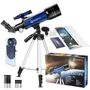 Telescope for Kids & Adults, 70mm Aperture 360mm Refractor (15X-150X) Telescope for Astronomy Beginners, Portable Travel Telescopes with Phone Adapter & 2 Eyepieces Telescope for Kids & Adults, 70mm Aperture 360mm Refractor (15X-150X) Telescope for Astronomy Beginners, Portable Travel Telescopes with Phone Adapter & 2 Eyepieces