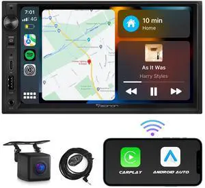 7'' Double Din Car Stereo Wireless CarPlay & Wireless Android Auto Car Audio Receivers with AHD Backup Camera, Built in DSP, Bluetooth, MirrorLink, SWC, FM/AM, Fast Charge - X3 7'' Double Din Car Stereo Wireless CarPlay & Wireless Android Auto Car Audio Receivers with AHD Backup Camera, Built in DSP, Bluetooth, MirrorLink, SWC, FM/AM, Fast Charge - X3