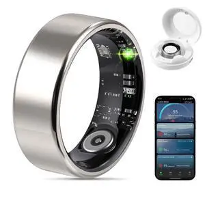 Smart Health Ring for Women Men: Fitness Tracker Ring with Heart Rate,Blood Oxygen,Sleep Monitor,Stress,Steps Counter,IP68 Waterproof for iOS & Android,No APP Fees (Silver,10#) Smart Health Ring for Women Men: Fitness Tracker Ring with Heart Rate,Blood Oxygen,Sleep Monitor,Stress,Steps Counter,IP68 Waterproof for iOS & Android,No APP Fees (Silver,10#)