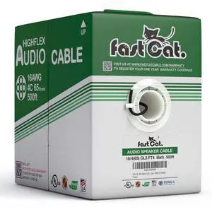 Speaker Wire 16 Guage 4C, UL Listed & CMR/CL3R-FT4 Rated - Speaker Cable w/PVC Jacket, 100% Oxygen-Free Pure Bare Copper - (65) HighFlex 16 Guage Wire - in-Wall Use-500ft Bulk Cable, Black Speaker Wire 16 Guage 4C, UL Listed & CMR/CL3R-FT4 Rated - Speaker Cable w/PVC Jacket, 100% Oxygen-Free Pure Bare Copper - (65) HighFlex 16 Guage Wire - in-Wall Use-500ft Bulk Cable, Black
