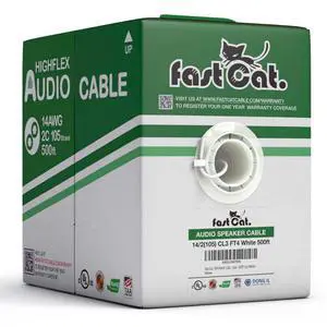 Speaker Wire 14 Guage 2C, UL Listed & CMR/CL3R-FT4 Rated - Speaker Cable w/PVC Jacket, 100% Oxygen-Free Pure Bare Copper - (105) HighFlex 14 Guage Wire - in-Wall Use-500ft Bulk Cable, White Speaker Wire 14 Guage 2C, UL Listed & CMR/CL3R-FT4 Rated - Speaker Cable w/PVC Jacket, 100% Oxygen-Free Pure Bare Copper - (105) HighFlex 14 Guage Wire - in-Wall Use-500ft Bulk Cable, White