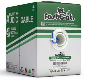 Speaker Wire 14 Guage 2C, UL Listed & CMR/CL3R-FT4 Rated - Speaker Cable w/PVC Jacket, 100% Oxygen-Free Pure Bare Copper - (105) HighFlex 14 Guage Wire - in-Wall Use-500ft Bulk Cable, Blue Speaker Wire 14 Guage 2C, UL Listed & CMR/CL3R-FT4 Rated - Speaker Cable w/PVC Jacket, 100% Oxygen-Free Pure Bare Copper - (105) HighFlex 14 Guage Wire - in-Wall Use-500ft Bulk Cable, Blue