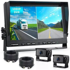 HD Wired Backup Camera System Kit,10 inch Dual Split Screen Monitor with Recording IP69 Waterproof Front View Rear View Cameras Parking Lines for Truck/Semi-Trailer/Box Truck/RV(DY102) HD Wired Backup Camera System Kit,10 inch Dual Split Screen Monitor with Recording IP69 Waterproof Front View Rear View Cameras Parking Lines for Truck/Semi-Trailer/Box Truck/RV(DY102)