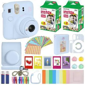 Instax Mini 12 Instant Camera Pastel Blue + Carrying Case + Fuji Instax Film Value Pack (40 Sheets) Accessories Bundle, Color Filters, Photo Album, Assorted Frames Instax Mini 12 Instant Camera Pastel Blue + Carrying Case + Fuji Instax Film Value Pack (40 Sheets) Accessories Bundle, Color Filters, Photo Album, Assorted Frames