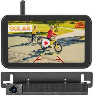 Solar Wireless Backup Camera, 5" 1080P DVR Monitor, 2-Min No-Wiring Installation Back Up Camera, 4800mAh Battery, Stable Signal, IP69K Waterproof Reverse Camera for Car, SUV, Pickup, Truck, Trailer Solar Wireless Backup Camera, 5" 1080P DVR Monitor, 2-Min No-Wiring Installation Back Up Camera, 4800mAh Battery, Stable Signal, IP69K Waterproof Reverse Camera for Car, SUV, Pickup, Truck, Trailer