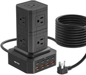 Charging Station (100W), 17-in-1 USB C Power Strip with Surge Protection, 6.6Ft Extension Cord, 4 USB C and 4 USB A Ports, 9 AC Outlets for Home Office Dorm Room Charging Station (100W), 17-in-1 USB C Power Strip with Surge Protection, 6.6Ft Extension Cord, 4 USB C and 4 USB A Ports, 9 AC Outlets for Home Office Dorm Room
