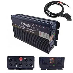 5000W Power Inverter 72V DC to 110V AC Converter with LED Display Dual AC Outlets Dual Fans Radiating for RV, Camp, Boat and Home Emergency Portable Pure Sine Wave Inverter (LED Screen, 5000W 72V) 5000W Power Inverter 72V DC to 110V AC Converter with LED Display Dual AC Outlets Dual Fans Radiating for RV, Camp, Boat and Home Emergency Portable Pure Sine Wave Inverter (LED Screen, 5000W 72V)