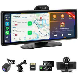Wireless Carplay Screen for Car, 10.26" Portable Car Radio with Apple CarPlay & Android Auto, Backup Camera/Mirror Link/GPS/BT/Voice Control/AUX/FM Satellite Radio for All Vehicles Wireless Carplay Screen for Car, 10.26" Portable Car Radio with Apple CarPlay & Android Auto, Backup Camera/Mirror Link/GPS/BT/Voice Control/AUX/FM Satellite Radio for All Vehicles