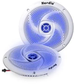 6.5 Inch 240W Waterproof Marine Speakers - 2 Way Weather Resistant with LED Lights, and Low Profile Slim Style Suitable for Boat, RV, ATV, UTV, Golf Cart (1 Pair, White) 6.5 Inch 240W Waterproof Marine Speakers - 2 Way Weather Resistant with LED Lights, and Low Profile Slim Style Suitable for Boat, RV, ATV, UTV, Golf Cart (1 Pair, White)