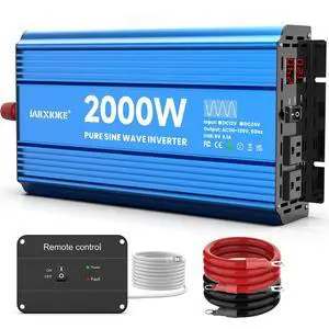 2000 Watt Pure Sine Wave Power Inverter, 24V dc to 110 Vdc to 120 Vdc, for Home, RV and Off-Grid Solar Systems, with 2 AC Outlets and USB Port, LCD Display, with Remote Control 2000 Watt Pure Sine Wave Power Inverter, 24V dc to 110 Vdc to 120 Vdc, for Home, RV and Off-Grid Solar Systems, with 2 AC Outlets and USB Port, LCD Display, with Remote Control