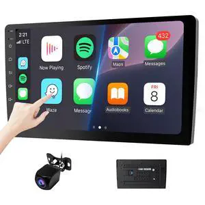 10.1" Double Din Car Stereo, Touchscreen Car Radio with Wireless Apple CarPlay & Android Auto, Bluetooth 4.1, HD Backup Camera, Mirror Link, GPS Navigation, WiFi, Voice Control, 2+64GB, FM/AM 10.1" Double Din Car Stereo, Touchscreen Car Radio with Wireless Apple CarPlay & Android Auto, Bluetooth 4.1, HD Backup Camera, Mirror Link, GPS Navigation, WiFi, Voice Control, 2+64GB, FM/AM