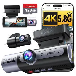 4K Dash Cam Front and Rear, Full HD 3 Channel Dashcam, Free 128GB Memory Card, Built-in 5.8GHz WiFi Built-in GPS, Collision Sensor, Night Vision, 3.16" IPS, 24H Parking Mode(Black) 4K Dash Cam Front and Rear, Full HD 3 Channel Dashcam, Free 128GB Memory Card, Built-in 5.8GHz WiFi Built-in GPS, Collision Sensor, Night Vision, 3.16" IPS, 24H Parking Mode(Black)