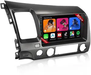 Car Stereo 64G Radio for Honda 2006 2007 2008 2009 2010 2011 with Wireless Carplay & Android Auto,9.1 Inch 1080P Touch Screen for Civic Radio with Airbag Indicator Bluetooth GPS Navi Mirror Link SWC Car Stereo 64G Radio for Honda 2006 2007 2008 2009 2010 2011 with Wireless Carplay & Android Auto,9.1 Inch 1080P Touch Screen for Civic Radio with Airbag Indicator Bluetooth GPS Navi Mirror Link SWC