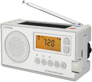 C. Crane CCRadio Solar with Bluetooth Receiving, Emergency Crank NOAA Weather AM/FM Multi Powered Radio - Built in LED Flashlight and Cellphone Charger C. Crane CCRadio Solar with Bluetooth Receiving, Emergency Crank NOAA Weather AM/FM Multi Powered Radio - Built in LED Flashlight and Cellphone Charger