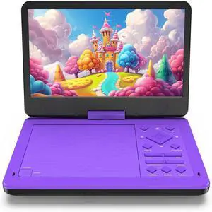 12.5-inch Portable DVD Player with 10.5-inch HD Screen, Portable Design for on-the-go Viewing.Supports 5 Hours of Battery Life.CD/DVD/SD Card/USB Compatible,Region Free (Purple) 12.5-inch Portable DVD Player with 10.5-inch HD Screen, Portable Design for on-the-go Viewing.Supports 5 Hours of Battery Life.CD/DVD/SD Card/USB Compatible,Region Free (Purple)
