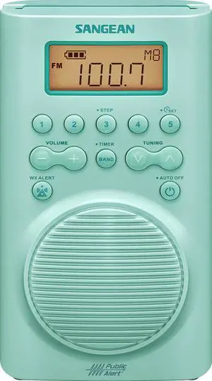 H205TQ Portable AM/FM/Weather Alert Digital Tuning Waterproof Shower Radio, Turquoise H205TQ Portable AM/FM/Weather Alert Digital Tuning Waterproof Shower Radio, Turquoise