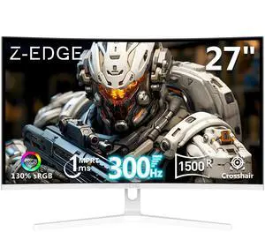 27 inch Curved Gaming Monitor, FHD 1080P 300Hz 240Hz Computer Monitor, Ultra-Fast MPRT 1ms White Monitor, 1500R, 16.7M Colors, UG27H Frameless Bezel, 2X DP 1.4 Ports and 2X HDMI 2.0 Ports 27 inch Curved Gaming Monitor, FHD 1080P 300Hz 240Hz Computer Monitor, Ultra-Fast MPRT 1ms White Monitor, 1500R, 16.7M Colors, UG27H Frameless Bezel, 2X DP 1.4 Ports and 2X HDMI 2.0 Ports