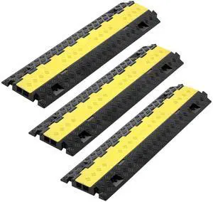 3 PCs Rubber Cable Protector Ramp, 2 Channel Heavy Duty TPU Floor Cord Hose Wire Cover, 1.2'' W x 1.1'' H Channel Size, Traffic Speed Bump with Flip-Open Top Cover, for Indoor Outdoor Use 3 PCs Rubber Cable Protector Ramp, 2 Channel Heavy Duty TPU Floor Cord Hose Wire Cover, 1.2'' W x 1.1'' H Channel Size, Traffic Speed Bump with Flip-Open Top Cover, for Indoor Outdoor Use