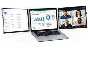 15'' Portable Laptop Screen Extender - Triple Monitor Setup, Dual 1080P FHD Displays, Aluminum Travel Monitor Multi Screen Attachment for 13.3-16.5'' Laptop with USB-C HDMI 15'' Portable Laptop Screen Extender - Triple Monitor Setup, Dual 1080P FHD Displays, Aluminum Travel Monitor Multi Screen Attachment for 13.3-16.5'' Laptop with USB-C HDMI