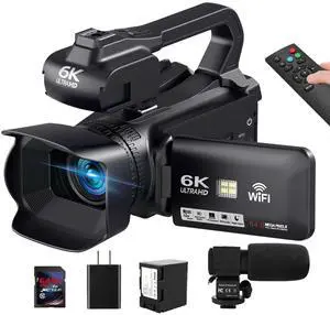 6K Video Camera Camcorder 64MP IR Night Vision Vlogging Camera for YouTube 18X Digital Zoom 4.0" Touch Screen Video Cameras with WiFi, Mic, Charger, Stabilizer, Controller, Battery and 64GB SD Card 6K Video Camera Camcorder 64MP IR Night Vision Vlogging Camera for YouTube 18X Digital Zoom 4.0" Touch Screen Video Cameras with WiFi, Mic, Charger, Stabilizer, Controller, Battery and 64GB SD Card