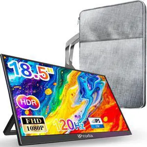 18.5" Portable Monitor 120Hz FHD 1080P, USB-C HDMI Laptop Screen Extender, Second Display for Laptop/PC/Mac/PS5/PS4/Switch, Travel Monitor with Protective Sleeve, VESA Mountable 18.5" Portable Monitor 120Hz FHD 1080P, USB-C HDMI Laptop Screen Extender, Second Display for Laptop/PC/Mac/PS5/PS4/Switch, Travel Monitor with Protective Sleeve, VESA Mountable