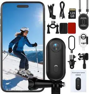 4K Mini Thumb Action Camera 64G Waterproof Magnetic Sport Camera with Helmet Bike Mount, Vlog Camera for Cycling Motorcycle Swimming(Black) 4K Mini Thumb Action Camera 64G Waterproof Magnetic Sport Camera with Helmet Bike Mount, Vlog Camera for Cycling Motorcycle Swimming(Black)