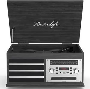 ® Vinyl Record Player 10-in-1 Music Center Turntable Built-in Speakers 3 Speed BT Wireless Input/Output AM/FM Radio CD Tape Cassette Player Aux RCA Auto Stop Vinyl Recording to USB Black ® Vinyl Record Player 10-in-1 Music Center Turntable Built-in Speakers 3 Speed BT Wireless Input/Output AM/FM Radio CD Tape Cassette Player Aux RCA Auto Stop Vinyl Recording to USB Black