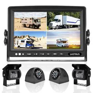 9'' RV Camera System for RV Semi-Truck Trailer Camper, 4 Split Screen Quad View HD DVR Recording Monitor + IP69K Waterproof Night Vision Rear & Side View Backup Camera to Eliminate Blind Spots 9'' RV Camera System for RV Semi-Truck Trailer Camper, 4 Split Screen Quad View HD DVR Recording Monitor + IP69K Waterproof Night Vision Rear & Side View Backup Camera to Eliminate Blind Spots