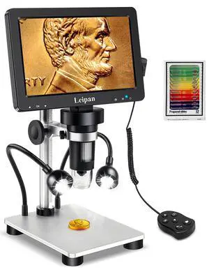 7" LCD Digital Microscope 1200X, 12MP Coin Microscope with Screen for Adults,1080P Coin Magnifier with 12pcs Slides,Wired Remote,2 Side Lights,Windows/Mac OS Compatible 7" LCD Digital Microscope 1200X, 12MP Coin Microscope with Screen for Adults,1080P Coin Magnifier with 12pcs Slides,Wired Remote,2 Side Lights,Windows/Mac OS Compatible