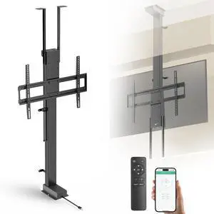 Motorized TV Lift & Ceiling Drop Down Mount for 43-88 Inch TVs - 47in Travel Distance - RF Remote & WiFi Voice Control - Floor/Ceiling Installation - Max VESA 600x400, 132 lb Limit Motorized TV Lift & Ceiling Drop Down Mount for 43-88 Inch TVs - 47in Travel Distance - RF Remote & WiFi Voice Control - Floor/Ceiling Installation - Max VESA 600x400, 132 lb Limit