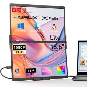 FlipGo Lite 15.6" Portable Dual Stacked Monitor, 1080P FHD IPS Laptop Screen Extender One Cable for Triple Monitor Setup (For Windows&Linux) with Magnetic Design, Built-in Hub,No Driver Required FlipGo Lite 15.6" Portable Dual Stacked Monitor, 1080P FHD IPS Laptop Screen Extender One Cable for Triple Monitor Setup (For Windows&Linux) with Magnetic Design, Built-in Hub,No Driver Required