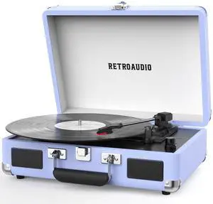 Vinyl Record Player 3 Speed Bluetooth Portable Suitcase Belt-Driven Record Player with 2 Built-in Stereo Speakers Vinyl Vintage Turntable Records Player with RCA Line Out, AUX Out (Purple) Vinyl Record Player 3 Speed Bluetooth Portable Suitcase Belt-Driven Record Player with 2 Built-in Stereo Speakers Vinyl Vintage Turntable Records Player with RCA Line Out, AUX Out (Purple)