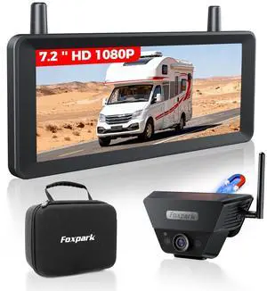 Wireless Backup Camera Solar Magnetic: 7.2" 1080P HD Split-Screen Monitor with Strong Signal, 1Min Easy Install, DVR Recording, Portable Storage Bag, Back up Camera for RV, Truck, Trailer, Camper Wireless Backup Camera Solar Magnetic: 7.2" 1080P HD Split-Screen Monitor with Strong Signal, 1Min Easy Install, DVR Recording, Portable Storage Bag, Back up Camera for RV, Truck, Trailer, Camper