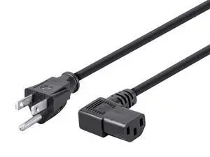 15ft 14AWG Right Angle Power Cord Cable w/ 3 Conductor PC Power Connector Socket (C13/5-15P) - Black 15ft 14AWG Right Angle Power Cord Cable w/ 3 Conductor PC Power Connector Socket (C13/5-15P) - Black