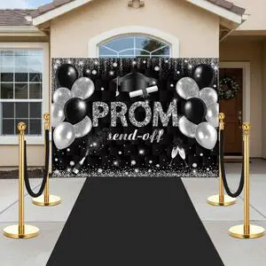 4 Set Prom Send Off 2026 with Carpet Runner Stainless Steel Stanchion 7 x 5 ft Class of 2026 Prom Background 3.3 x 16.5 ft Carpet Runner Velvet Ropes for Graduation Party Decoration(Black) 4 Set Prom Send Off 2026 with Carpet Runner Stainless Steel Stanchion 7 x 5 ft Class of 2026 Prom Background 3.3 x 16.5 ft Carpet Runner Velvet Ropes for Graduation Party Decoration(Black)