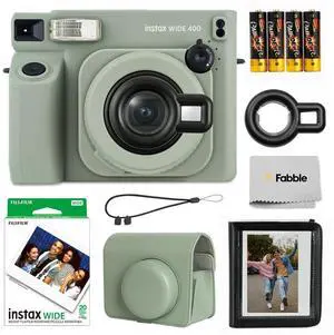instax Wide 400 Instant Film Camera Bundle with Instax Wide Film, Sage Green Leather Case, 28-Photo Album, Close-Up Lens, Shoulder Strap, Batteries, and Camera Accessories instax Wide 400 Instant Film Camera Bundle with Instax Wide Film, Sage Green Leather Case, 28-Photo Album, Close-Up Lens, Shoulder Strap, Batteries, and Camera Accessories