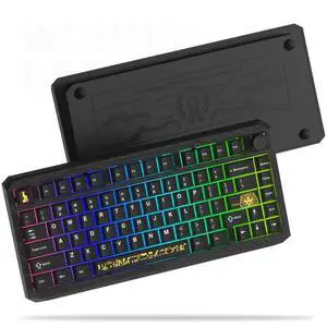 ERA75 75% Wireless Mechanical Keyboard with VIA/QMK, Knob Full Aluminum Custom Keyboard, Pre-lubed POM Switches RGB Creamy Gaming Key Board, 3-Mode Gasket Hot Swappable, Black ERA75 75% Wireless Mechanical Keyboard with VIA/QMK, Knob Full Aluminum Custom Keyboard, Pre-lubed POM Switches RGB Creamy Gaming Key Board, 3-Mode Gasket Hot Swappable, Black