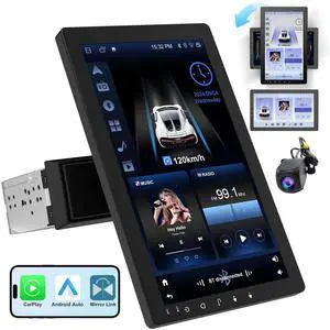 10.1" Rotatable Touch Screen Car Stereo Single Din - Android 13, Wireless CarPlay/Android Auto, 4-Core CPU, 2GB+32GB, GPS Navigation, Hi-Fi Sound, Bluetooth 4.2, AHD Backup Camera (Vertical Fit) 10.1" Rotatable Touch Screen Car Stereo Single Din - Android 13, Wireless CarPlay/Android Auto, 4-Core CPU, 2GB+32GB, GPS Navigation, Hi-Fi Sound, Bluetooth 4.2, AHD Backup Camera (Vertical Fit)