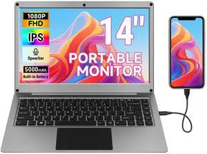 Portable Monitor with Keyboard,14inch 1080P FHD Lapdock Compatible with Mini PC/Phone/PC/Game Console,CrowView Note with RPi5 & Jetson Adapters(Full Feature TypeC & HDMI Cable Included) Portable Monitor with Keyboard,14inch 1080P FHD Lapdock Compatible with Mini PC/Phone/PC/Game Console,CrowView Note with RPi5 & Jetson Adapters(Full Feature TypeC & HDMI Cable Included)
