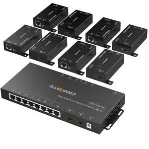 1x8 HDMI Extender Splitter, Up to 165FT Over CAT5e/6/7, 8 Channel Transmission with 1 HDMI Loop Out, Supports IR, 3D, HDCP, EDID, POC 1x8 HDMI Extender Splitter, Up to 165FT Over CAT5e/6/7, 8 Channel Transmission with 1 HDMI Loop Out, Supports IR, 3D, HDCP, EDID, POC