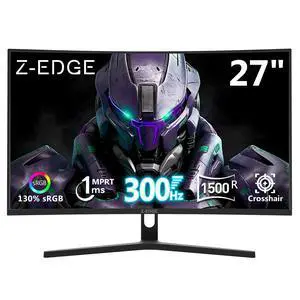 Z-Edge 27 inch Curved Gaming Monitor, FHD 1080P 300Hz 240Hz PC Monitor, Ultra-Fast MPRT 1ms Curved Monitor, 1500R, 16.7M Colors, UG27H Frameless Bezel, 2X DP 1.4 Ports and 2X HDMI 2.0 Ports Z-Edge 27 inch Curved Gaming Monitor, FHD 1080P 300Hz 240Hz PC Monitor, Ultra-Fast MPRT 1ms Curved Monitor, 1500R, 16.7M Colors, UG27H Frameless Bezel, 2X DP 1.4 Ports and 2X HDMI 2.0 Ports
