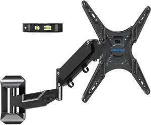 Height Adjustable TV Wall Mount for 26-55 Inch TVs, Gas Spring Full Motion Articulating TV Bracket with Smooth Swivel Tilt & Safe Corner Installation, 400x400mm VESA, 11-66 lbs, Textured Black Height Adjustable TV Wall Mount for 26-55 Inch TVs, Gas Spring Full Motion Articulating TV Bracket with Smooth Swivel Tilt & Safe Corner Installation, 400x400mm VESA, 11-66 lbs, Textured Black