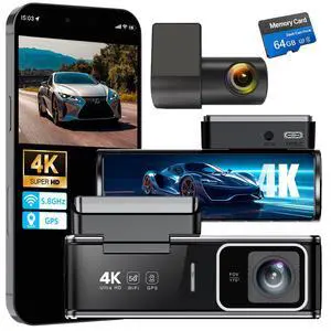 4K Dash Cam Front and Rear,Dual Dash Camera for Cars with 5.8GHz WiFi GPS,Night Vision,Mini Dash Cam with 3.59" IPS Screen,24H Parking Mode,G-Sensor,Loop Recording,64GB SD Card Included 4K Dash Cam Front and Rear,Dual Dash Camera for Cars with 5.8GHz WiFi GPS,Night Vision,Mini Dash Cam with 3.59" IPS Screen,24H Parking Mode,G-Sensor,Loop Recording,64GB SD Card Included