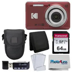 Kodak PIXPRO FZ55, 16MP 28mm Wide-Angle Digital Camera (Red) + Accessories Bundle Kodak PIXPRO FZ55, 16MP 28mm Wide-Angle Digital Camera (Red) + Accessories Bundle