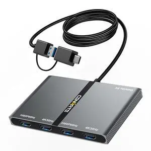 USB A/C 3.0 to 4xHDMI Adapter Support Mirror/Extend Mode Compatible with Mac/Win,5-in-1 USB C Docking Station(4K30Hz x2+1080P60Hz x2+Type C 3.0), 4 Monitor Docking Station with 4 HDMI USB A/C 3.0 to 4xHDMI Adapter Support Mirror/Extend Mode Compatible with Mac/Win,5-in-1 USB C Docking Station(4K30Hz x2+1080P60Hz x2+Type C 3.0), 4 Monitor Docking Station with 4 HDMI