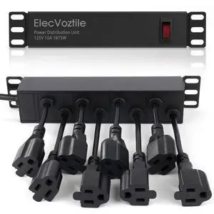 10 inch Rack PDU, 8 Rear Outlets, 1020J Surge Protection &15A Overload Switch, 1U Rackmount, Rack PDU Power Strip for 10-inch Mini Server Network Cabinets/Rack/Self, 6ft Cable 10 inch Rack PDU, 8 Rear Outlets, 1020J Surge Protection &15A Overload Switch, 1U Rackmount, Rack PDU Power Strip for 10-inch Mini Server Network Cabinets/Rack/Self, 6ft Cable